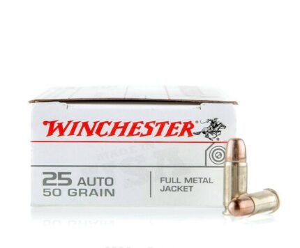 Winchester 25 ACP Ammo - 50 Rounds of 50 Grain FMJ